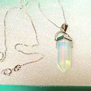Natural Opal Sterling Silver Drop Necklace